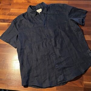 Casual Blue Button Down Shirt with Short Sleeves